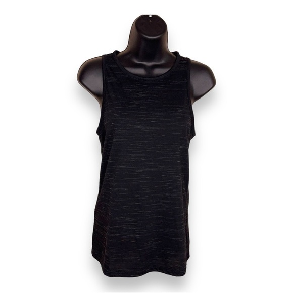 XS NIKE DRI FIT TANK BLACK GREY TOP SLEEVELESS STRETCH ATHLETIC ACTIVEWEAR - Picture 1 of 11